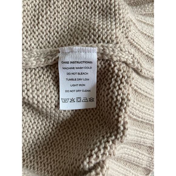 Unique Beige/Tan Knit Crew Neck Sweater Size L - Picture 6 of 6